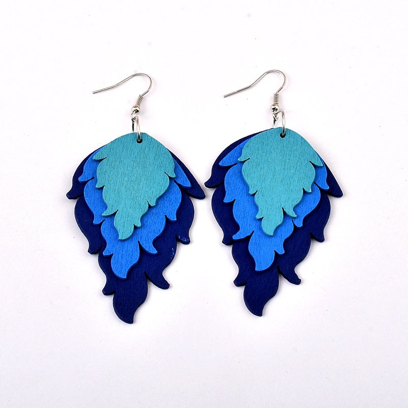 Pendientes de madera en forma de fuego al por mayor